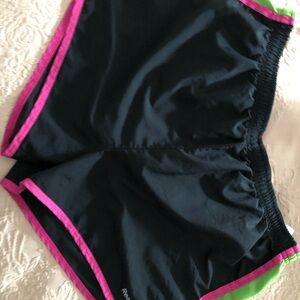 ReebokBlack Athletic Shorts with Pink and Green Trim